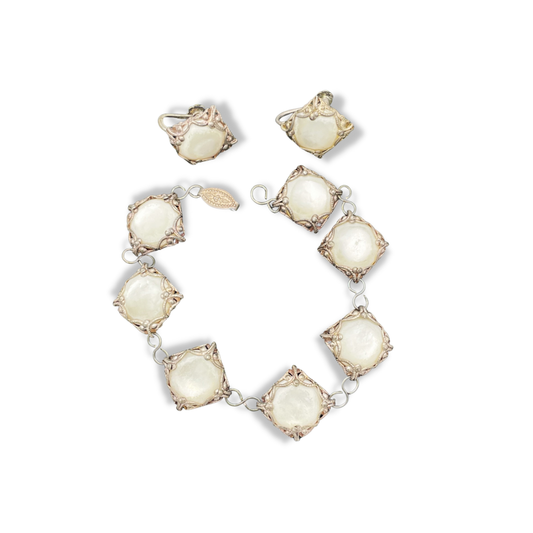 Mother of Pearl Bracelet and Earrings - 18cm