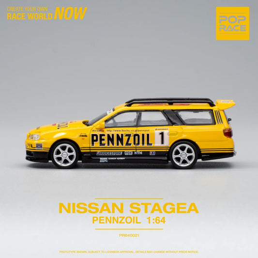 Pop Race - Nissan Stagea W/R34 GTR 'Pennzoil' - 1:64 Scale