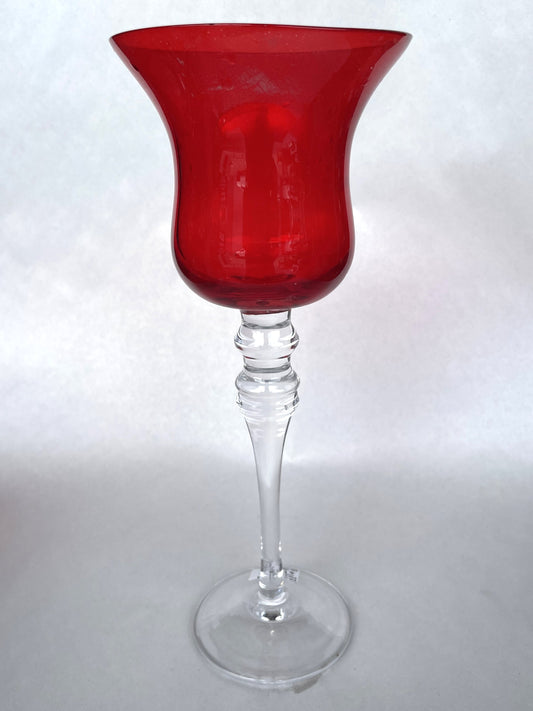 Red Art Glass Goblet - 29cm