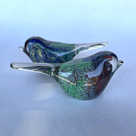 Art Glass Bird Pair - 7cm