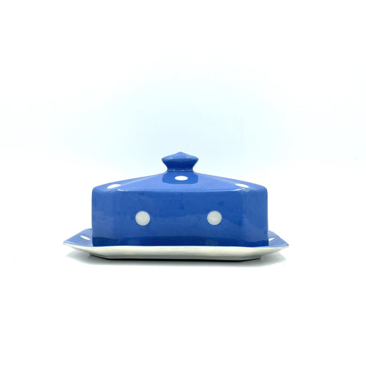 Vintage T.G Green Blue Domino Butter Dish - 16cm