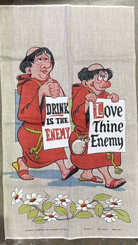 Vintage Drink is the Enemy Tea Towel