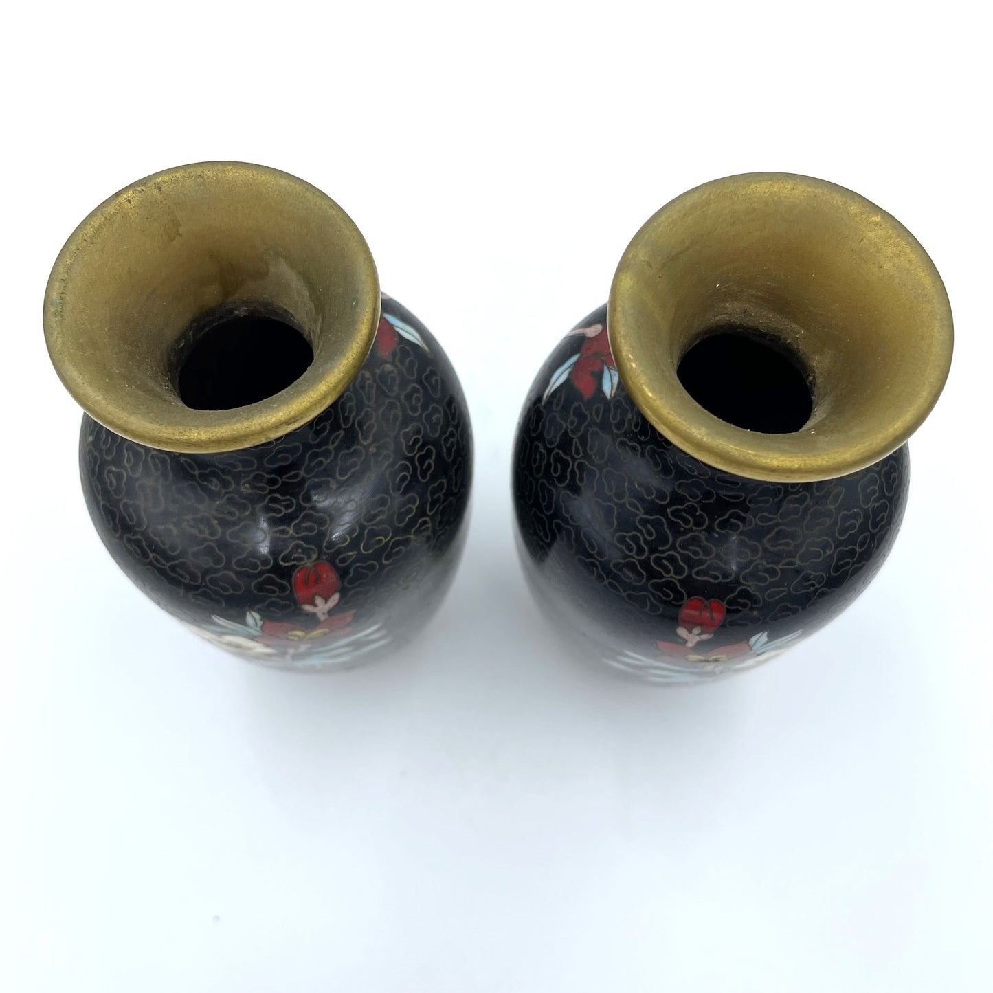 Large Pair of Cloisonne Vases - 16cm