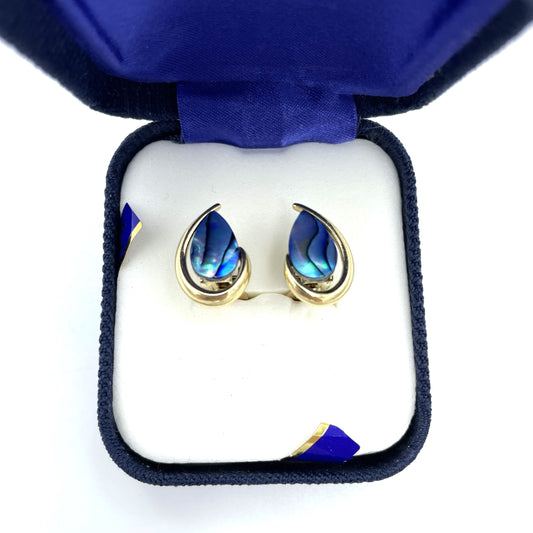 Ariki NZ 22ct Gold Plated Paua Shell Earrings