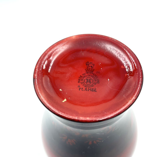 Royal Doulton 'Flambe' Sunflower Cottage Scene Vase - 16cm