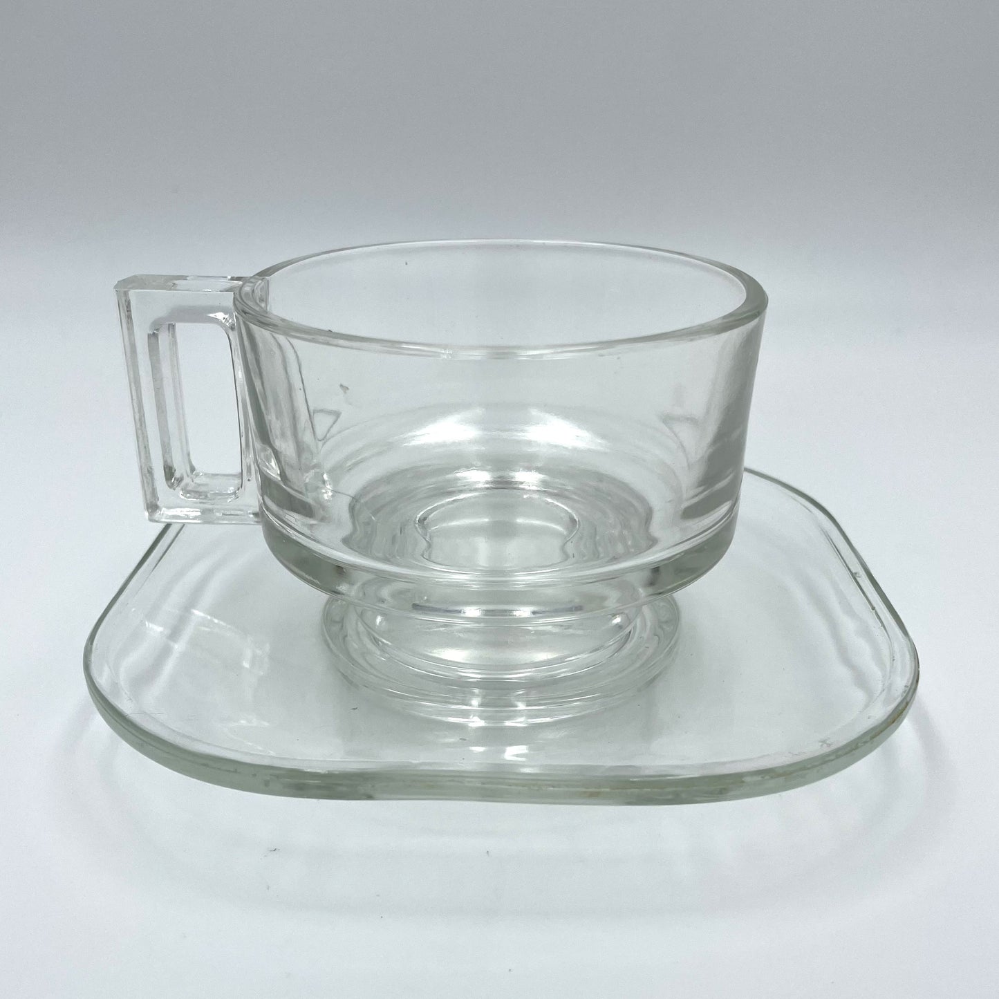 Vintage Joe Colombo Italy Arno Glass Coffee Tea Cup and Saucer