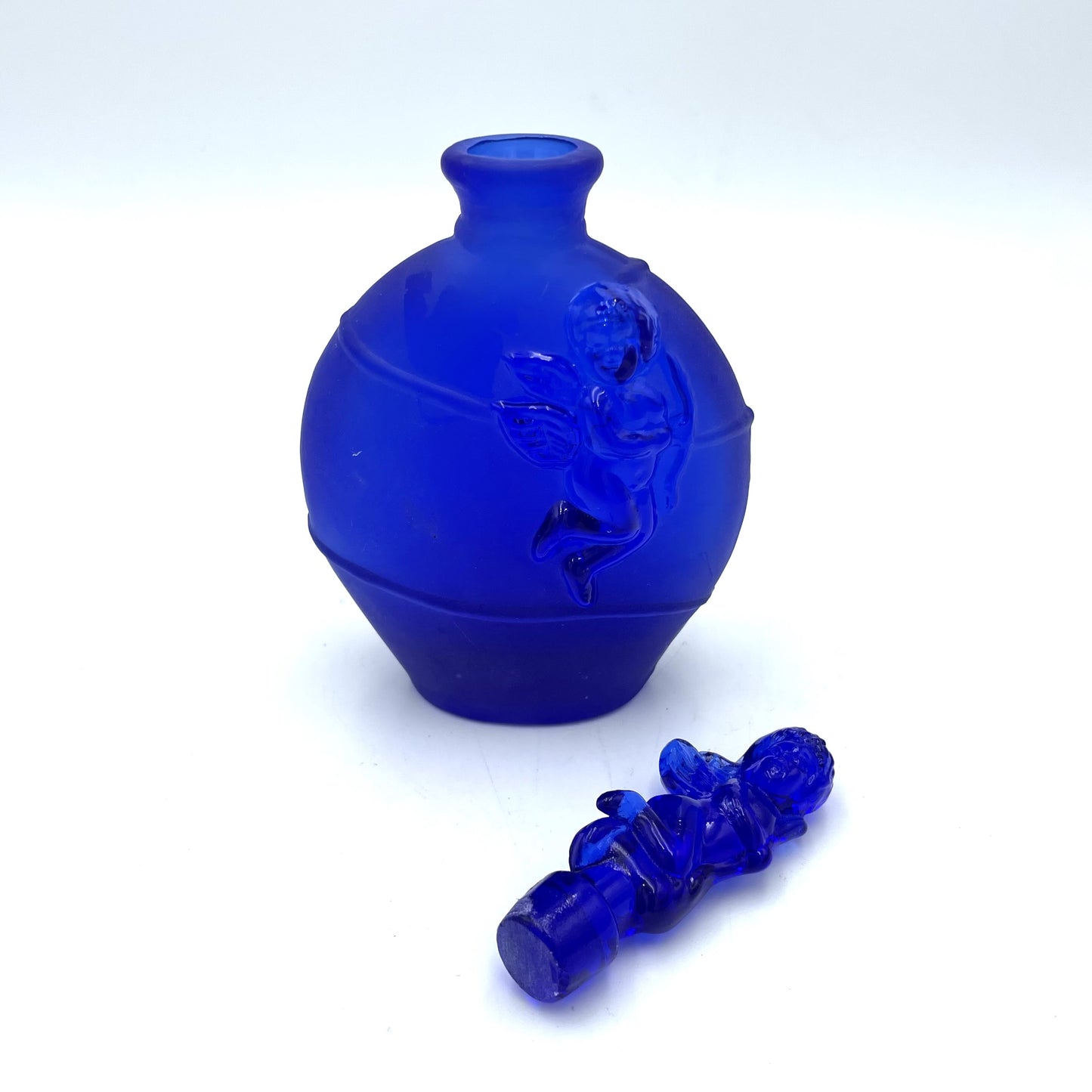 Blue Glass Perfume Bottle by Cows Heads - 16cm