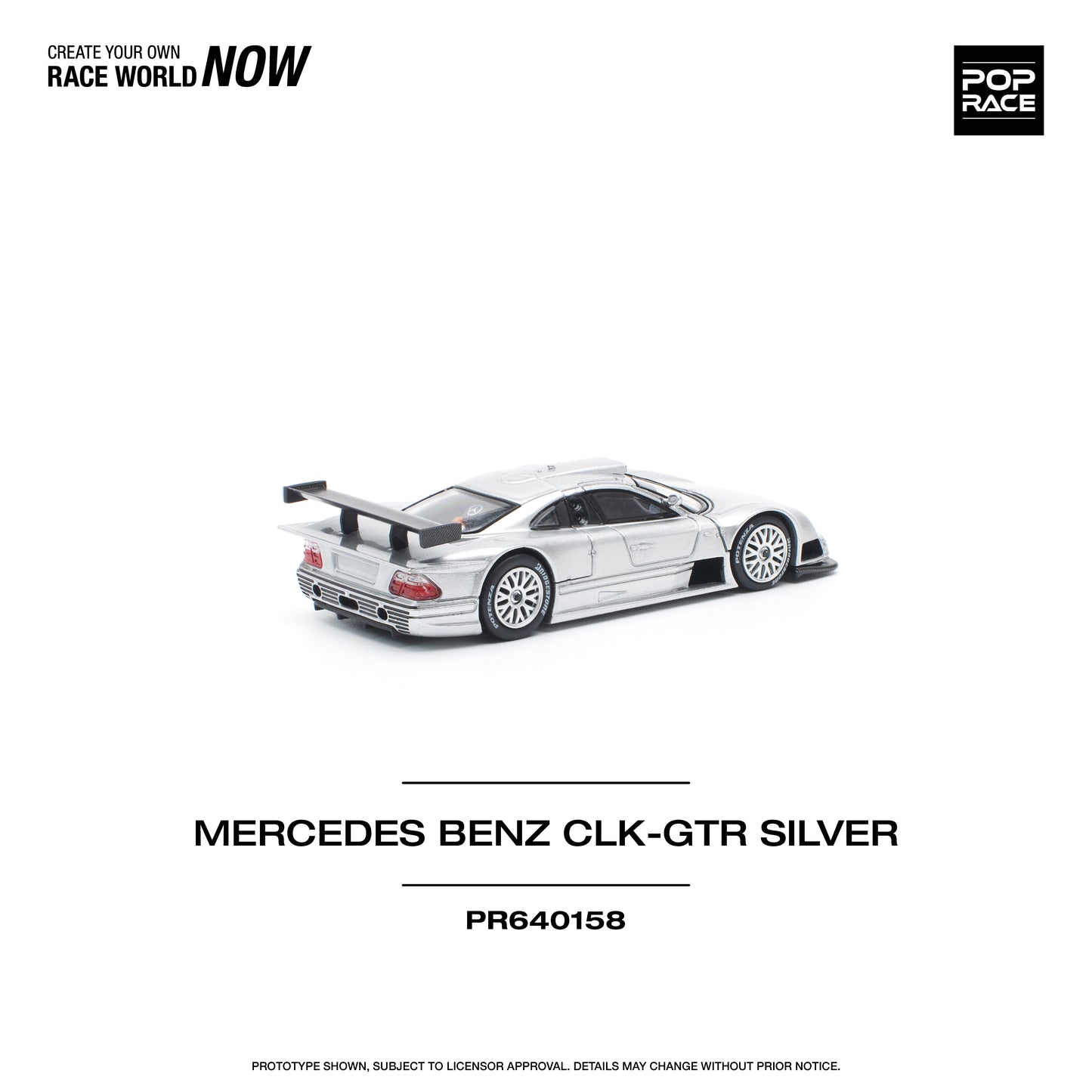 Pop Race - Mercedes-Benz CLK-GTR (Silver) - 1:64 Scale