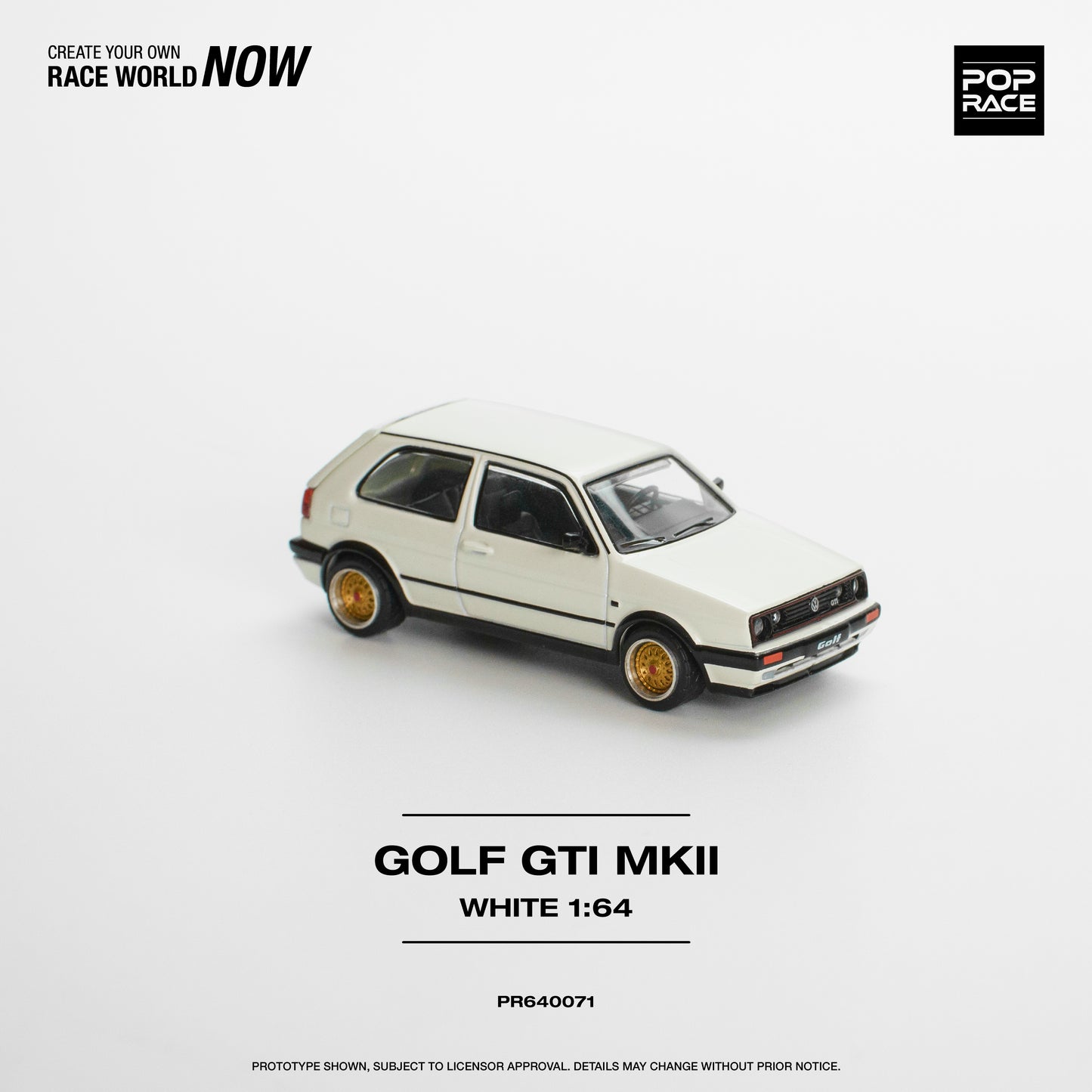 Pop Race - VW Golf GTI MK II White - 1:64 Scale