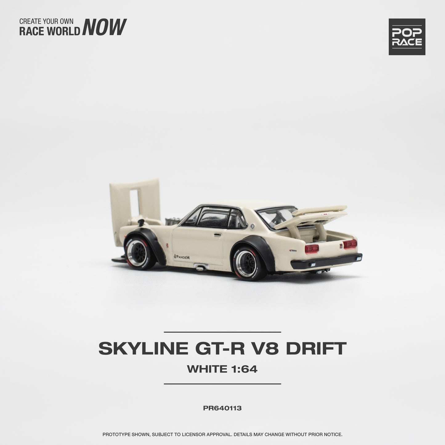 Pop Race - Nissan Skyline GT-R V8 Drift White - 1:64 Scale