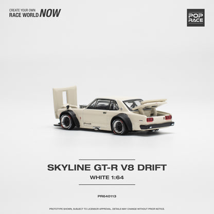Pop Race - Nissan Skyline GT-R V8 Drift (Hakosuka) White - 1:64 Scale