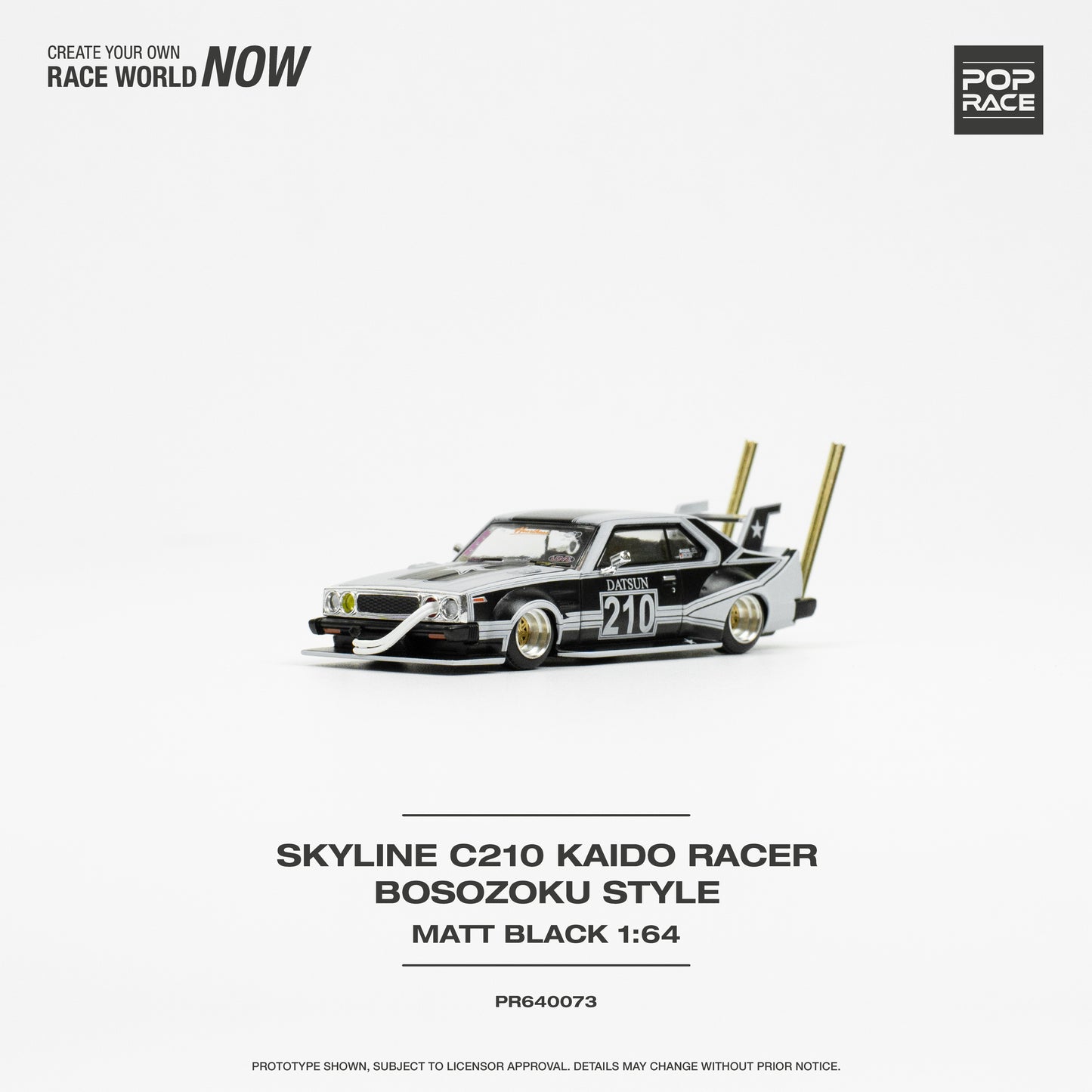 Pop Race - Nissan Skyline C210 Kaido Racer (Bosozoku Style) - Matt Black