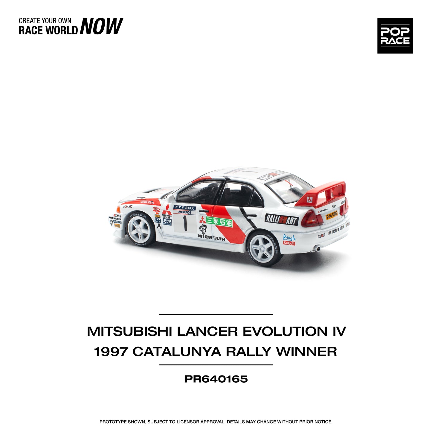 Pop Race - Mitsubishi Lancer Evolution IV 1997 Catalunya Rally Winner - 1:64 Scale