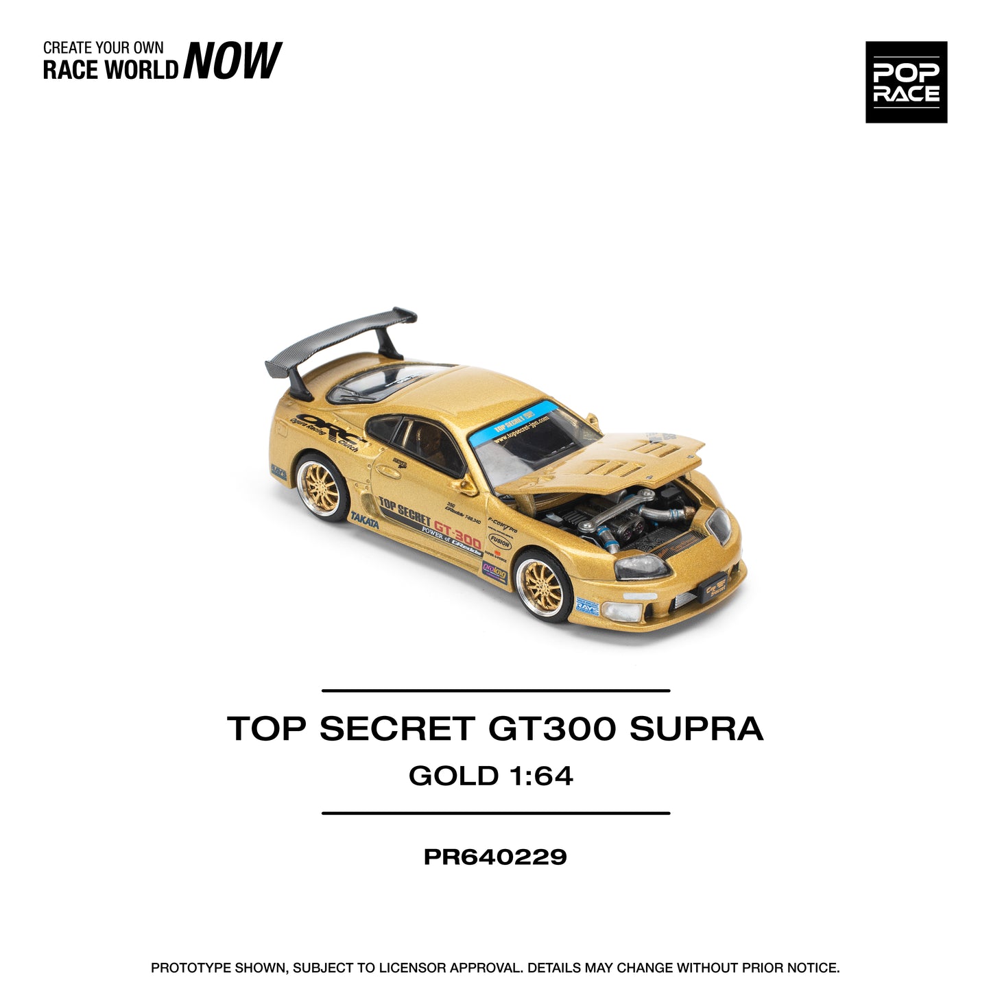Pop Race - Toyota Top Secret Supra GT300 - Gold - 1:64 Scale
