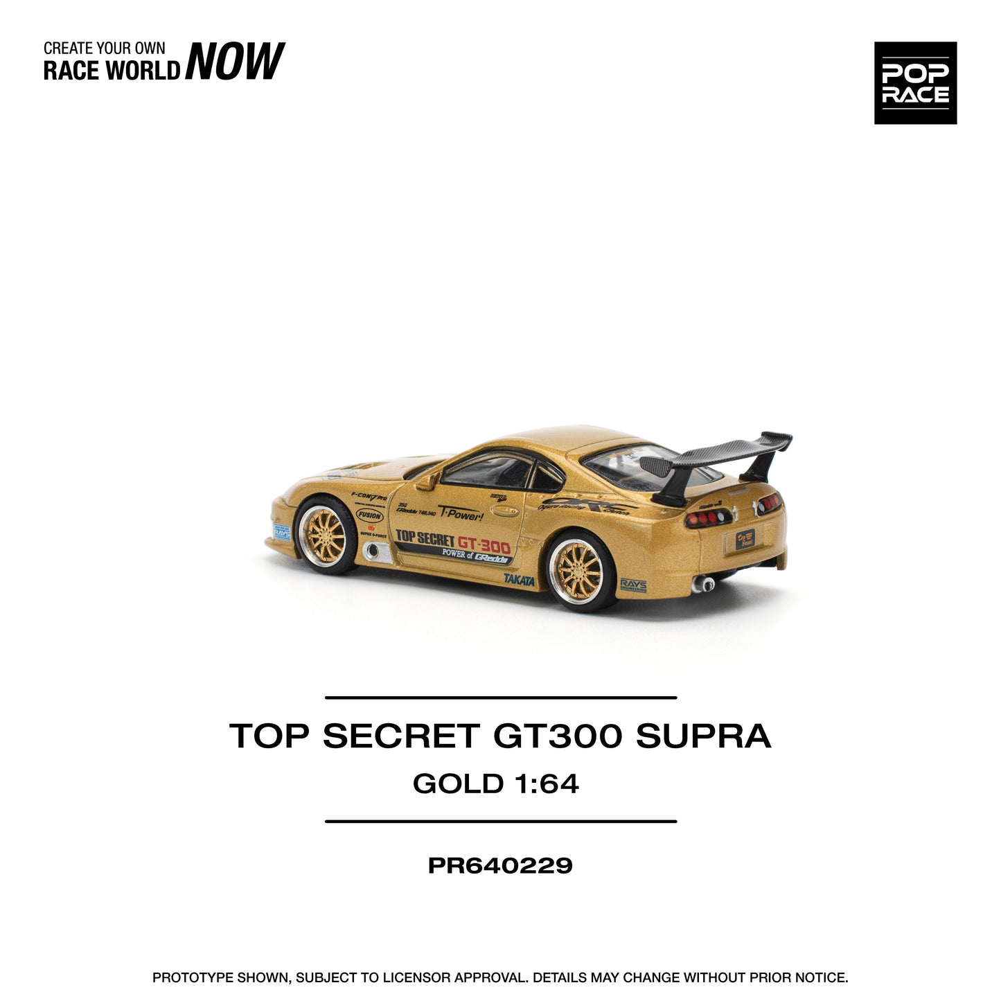 Pop Race - Toyota Top Secret Supra GT300 - Gold - 1:64 Scale