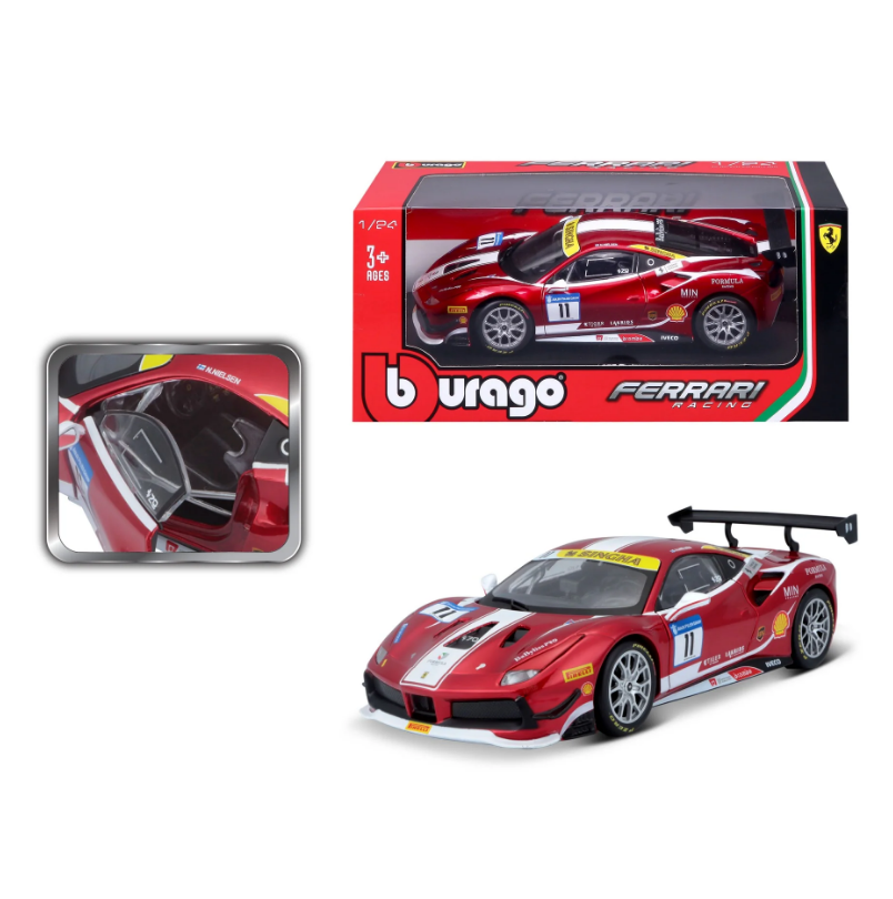 Bburago - Ferrari Racing - 2017 Ferrari 488 Challenge #11 Formula Racing - 1:24 Scale
