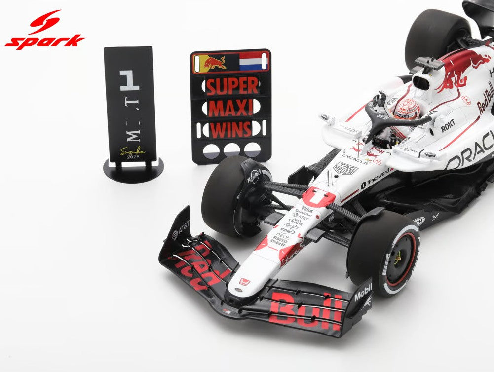 Spark - Oracle Red Bull Racing RB21 Formula 1 F1 - Japan GP 2025 Winner with Pit Board - #1 Max Verstappen