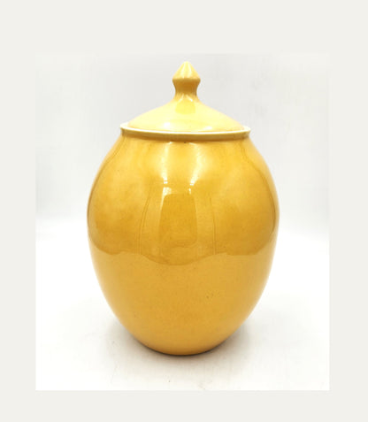 Large Yellow Vase / Jar with Lid - Martin Boyd (Signed) - 23cm