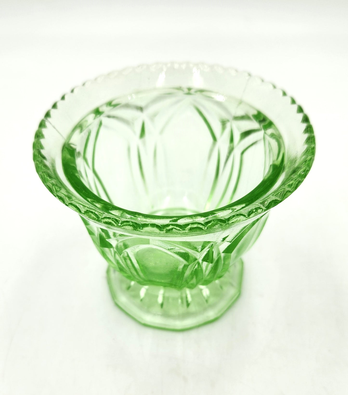 Depression Glass Green Vase - 8cm