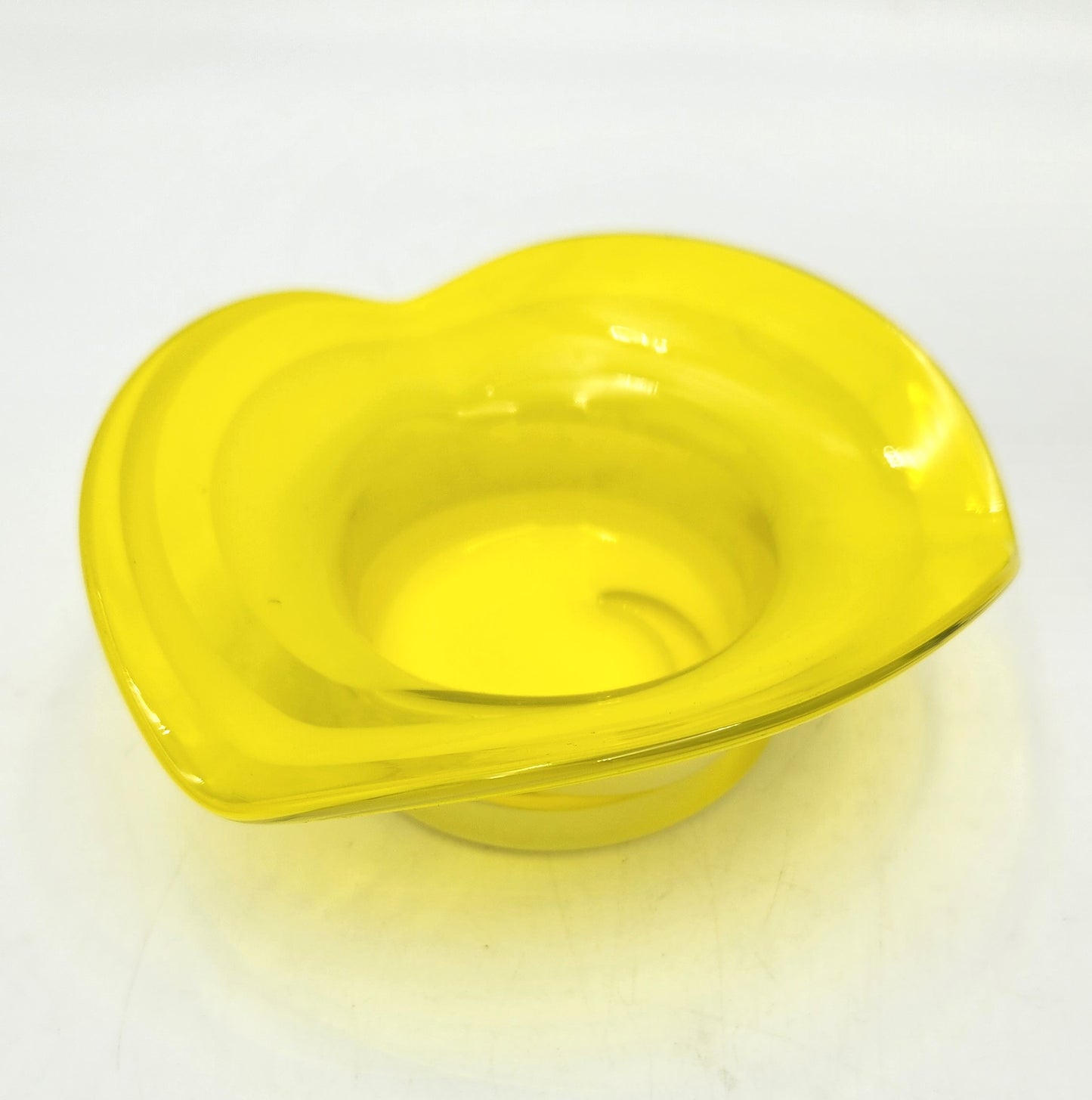 Yellow and White Swirl Art Glass Bowl - 13cm