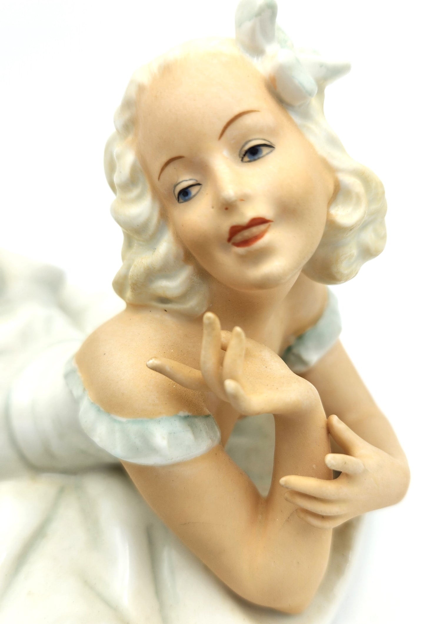 Vintage Minx Laying Lady Porcelain Figure - 28cm