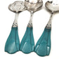 Set of 3 EPNS Blue Plastic Handled Silver Plated Salad Servers - 23cm