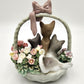 Adorable Lladro Porcelain 'Purr-Fect' Cats in Basket - 13cm