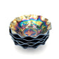 Australian Carnival Glass Dark Kingfisher - 7 Pce Bowl Set (R.D 4184)