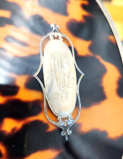 Vintage Tortoise Shell & Sterling Silver Brush and Comb Set in Box