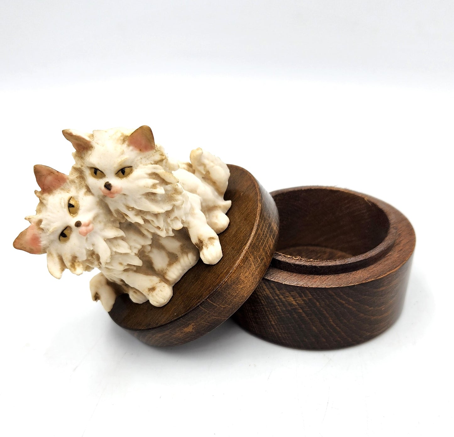 Resin Kitty Cats and Italian Timber Trinket Box - 10cm