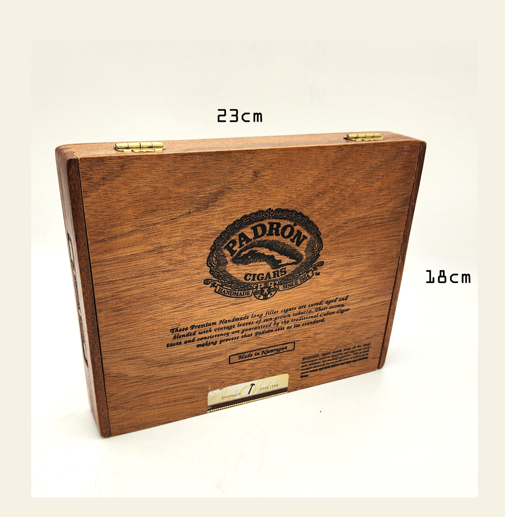 Timber Cigar Box 'Padron Cigars' - Meduro (Red Sticker) - 23cm x 18cm