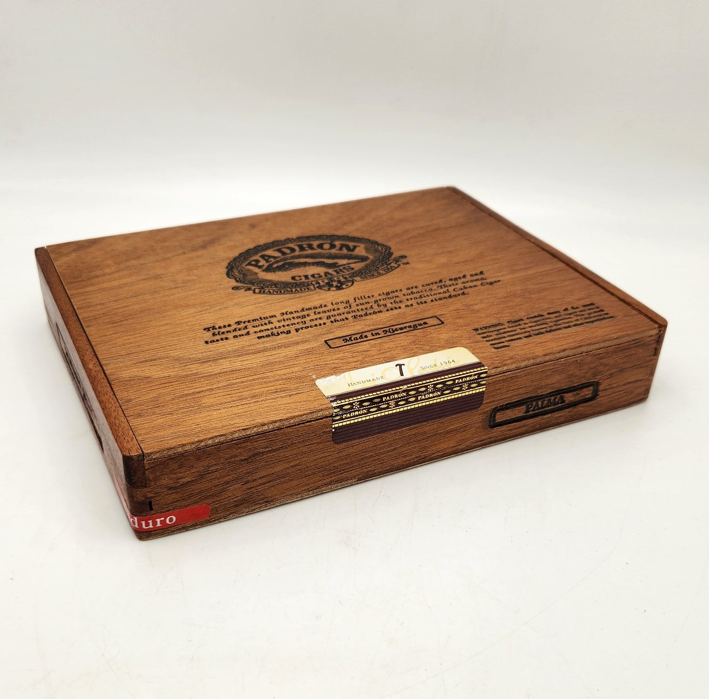 Timber Cigar Box 'Padron Cigars' - Meduro (Red Sticker) - 23cm x 18cm