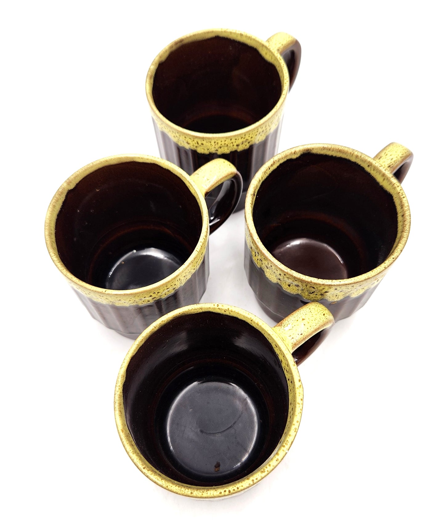 Retro Set of 4 Ceramic Coffee Mugs - Made in Japan - 9cm