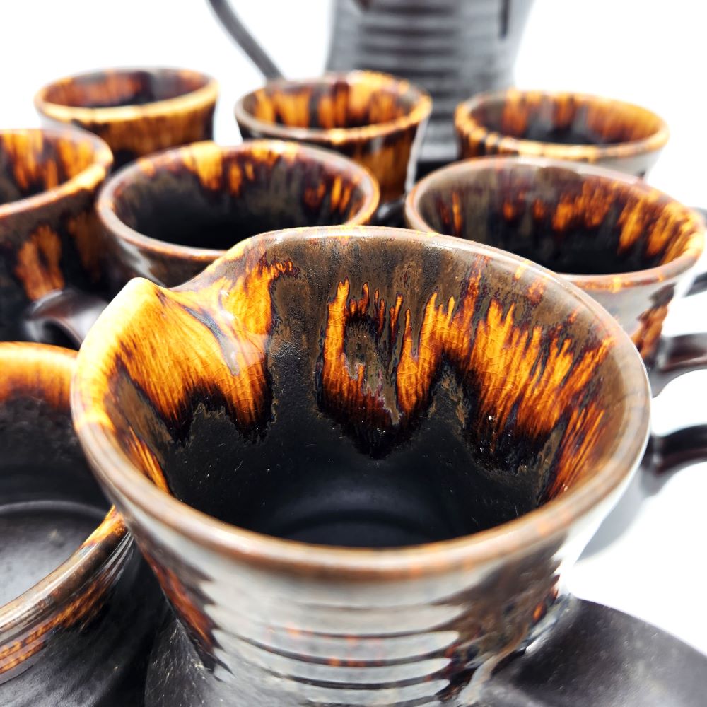 9 Piece Glazed Coffee Pot Set - Made in Zealand