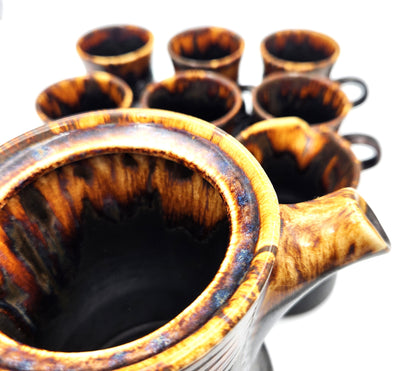 9 Piece Glazed Coffee Pot Set - Made in Zealand