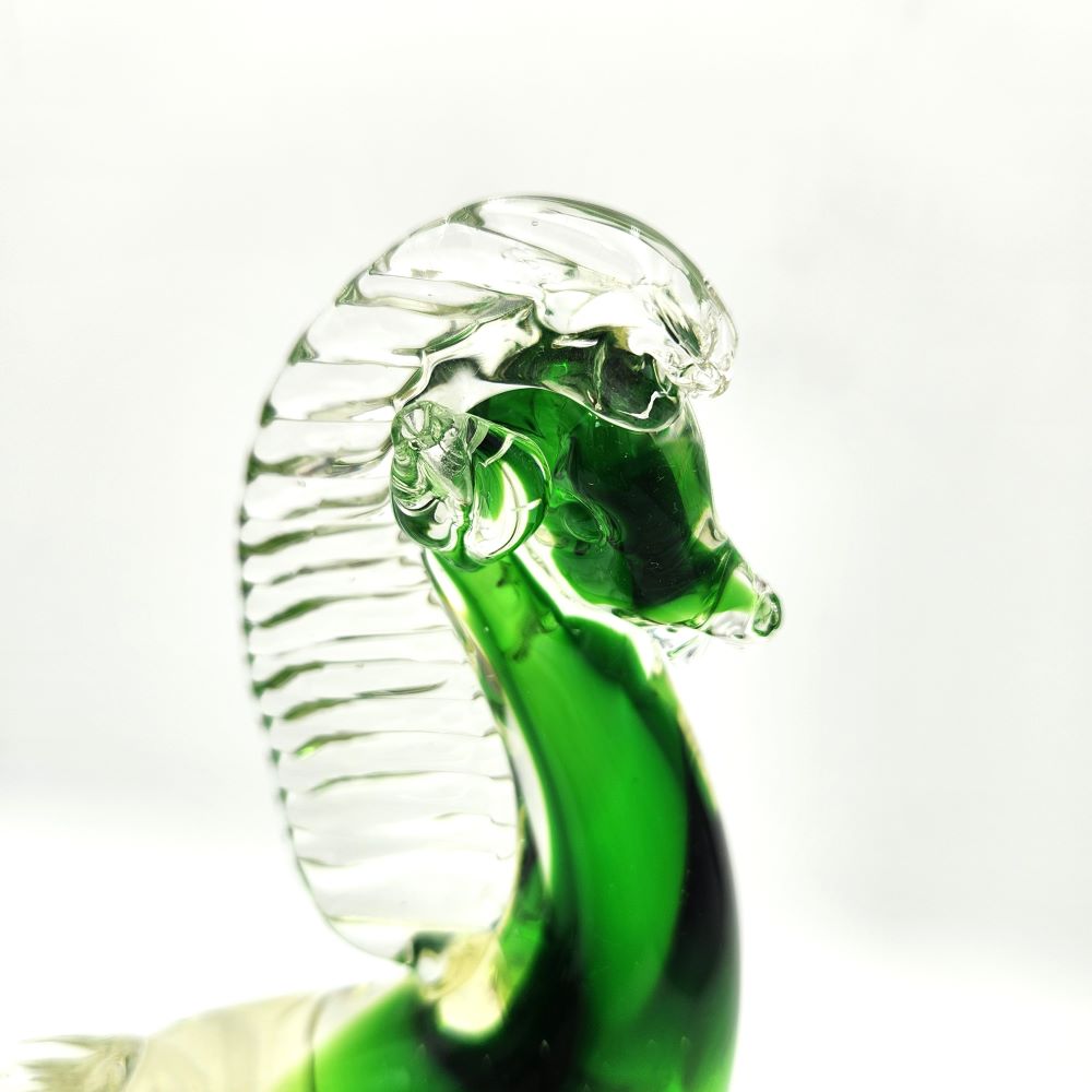 Elegant Clear & Green Glass Horse - 24cm