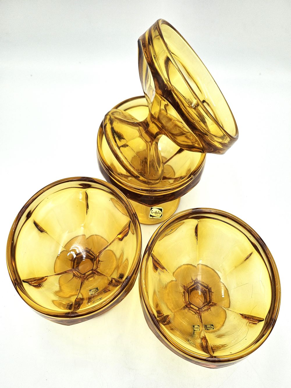 Chistallin Italy Amber Glass Sweet Dishes - Set of 4