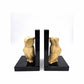 Rare Black Marble & Alabaster Deco Owl Bookends - 14.5cm