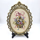 Framed Floral Tapestry behind Glass - 28cm