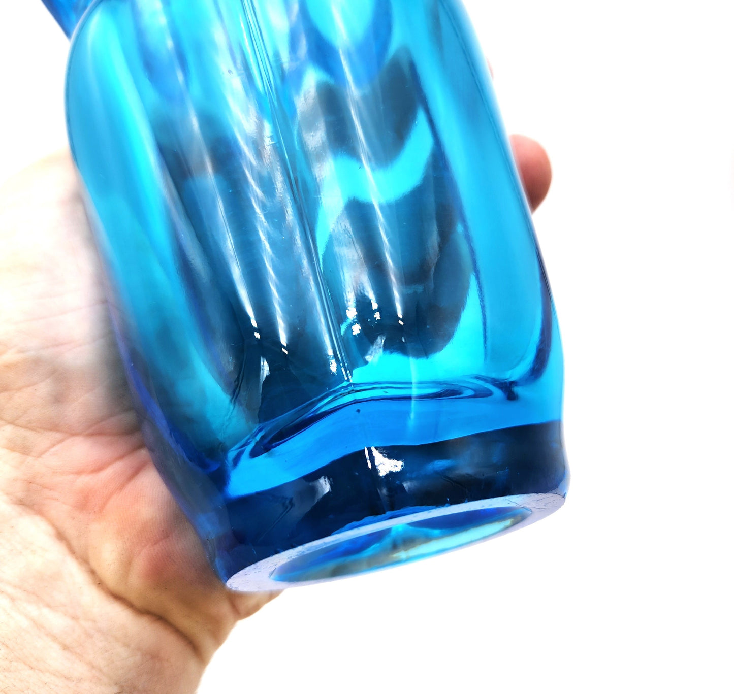 Vibrant Tall Art Glass Blue Vase - 20.5cm