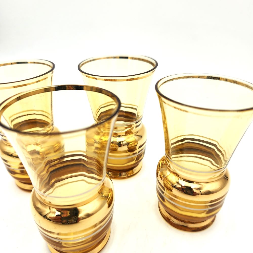 Vintage Gold Rimmed Shot Glasses (Set fo 4) - 7.5cm