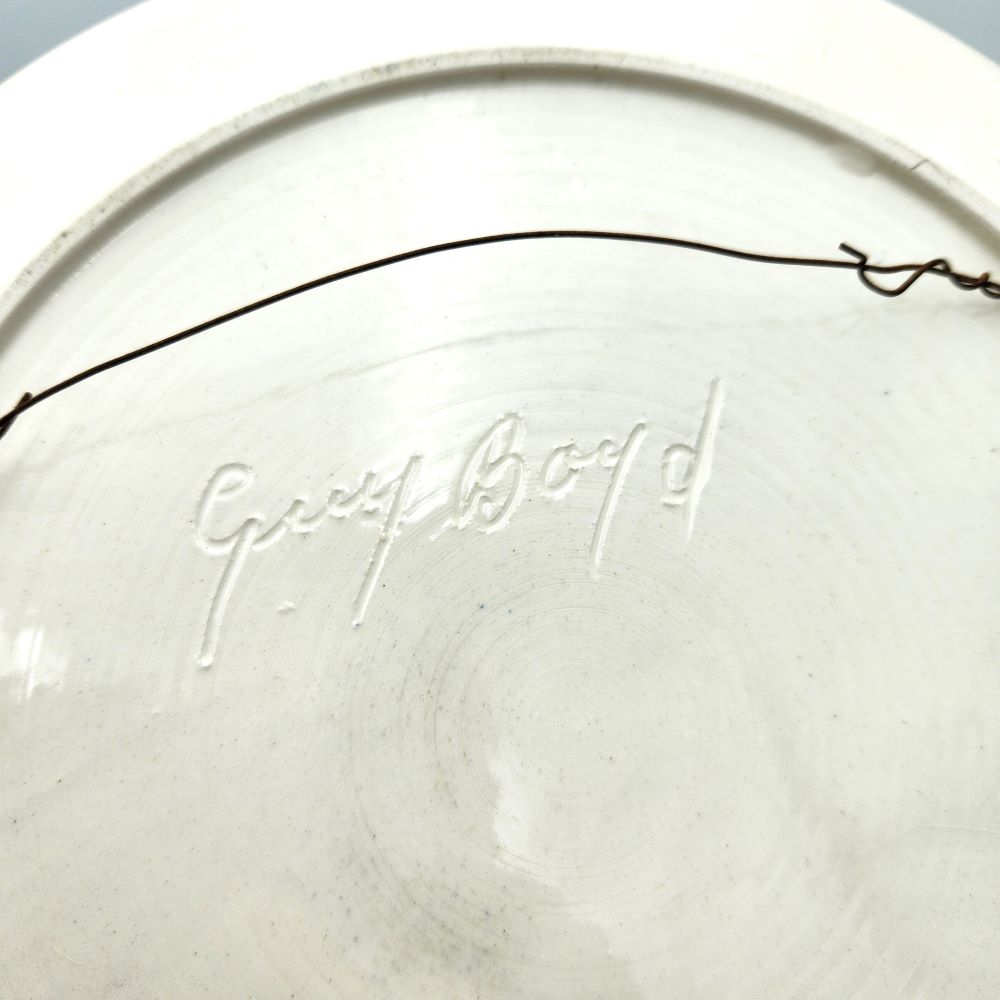 Gorgeous Pottery Plate - Inscribed 'Guy Boyd' Signed 'M. Talbot - 24cm