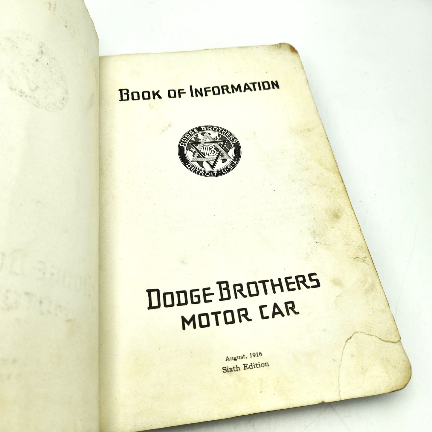 Paperback - Book of Information: Dodge Brothers Motor Car - 62 Pages