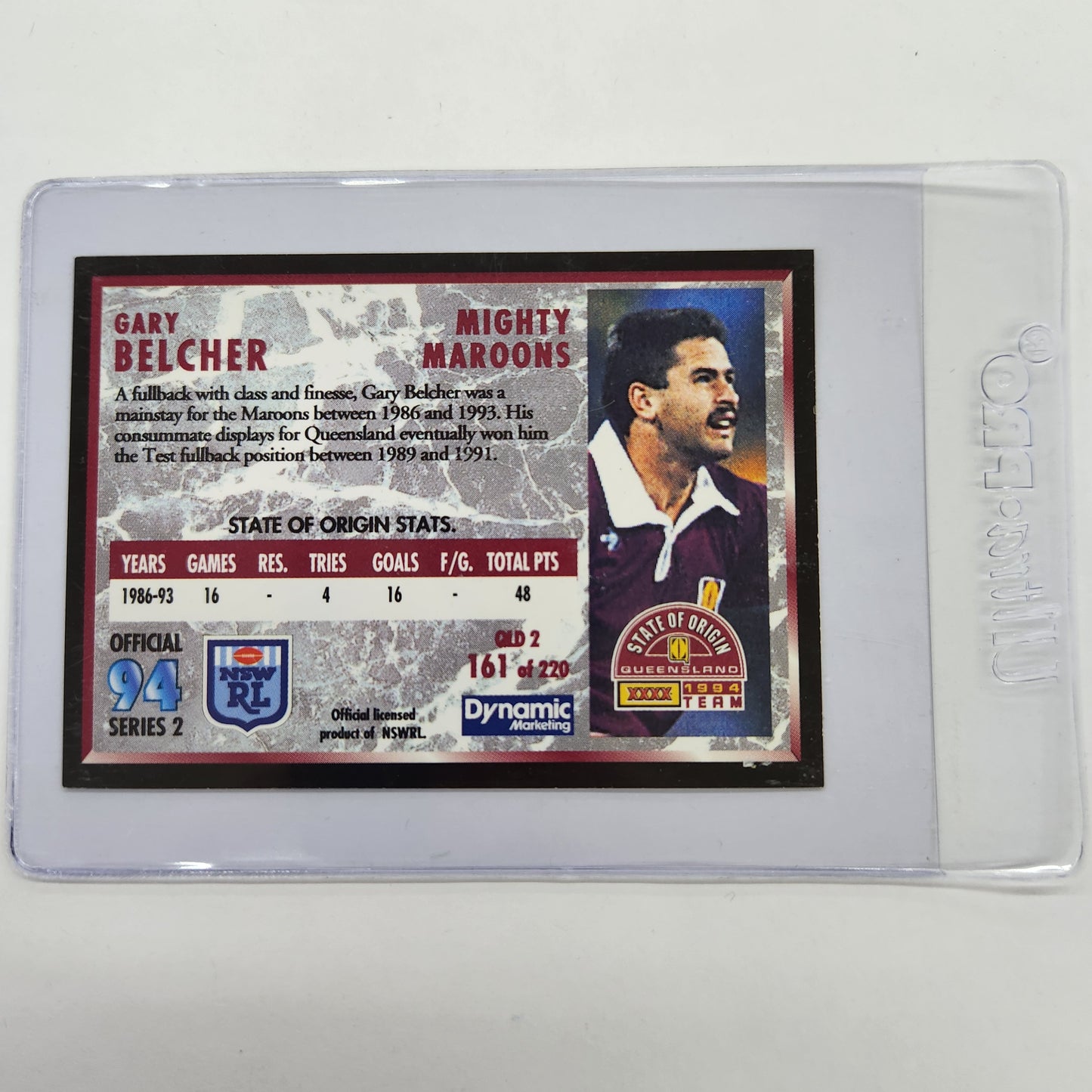 NSWRL - 1994 QLD State of Origin Team - Gary Belcher (Card 161)