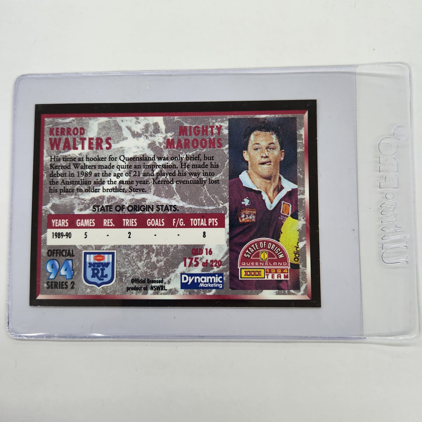 NSWRL - 1994 QLD State of Origin Team - Kerrod Walters (Card 175)