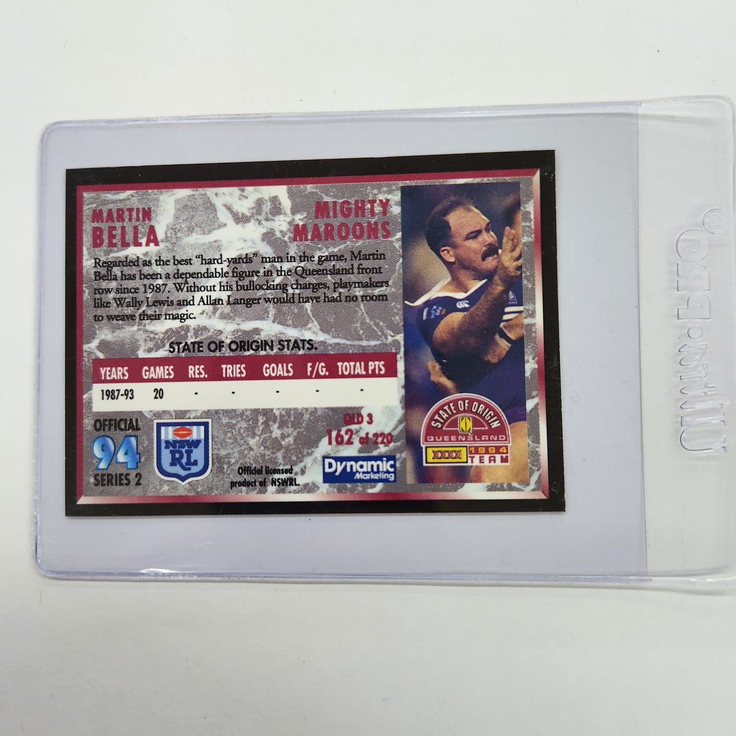 NSWRL - 1994 QLD State of Origin Team - Matrin Bella (Card 162)