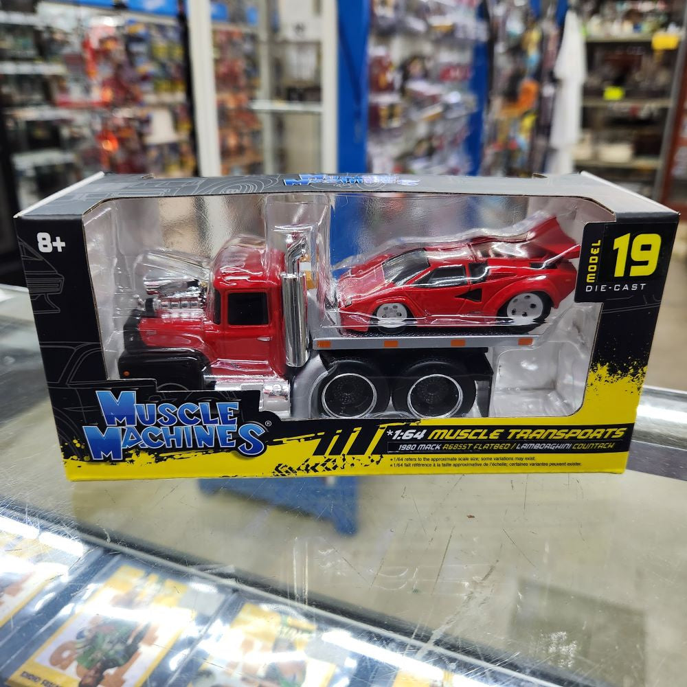 Maisto Muscle Machines - Transports - Series 7 - 1980 Mack Flatbed/Lamborghini Countach (Model 19)