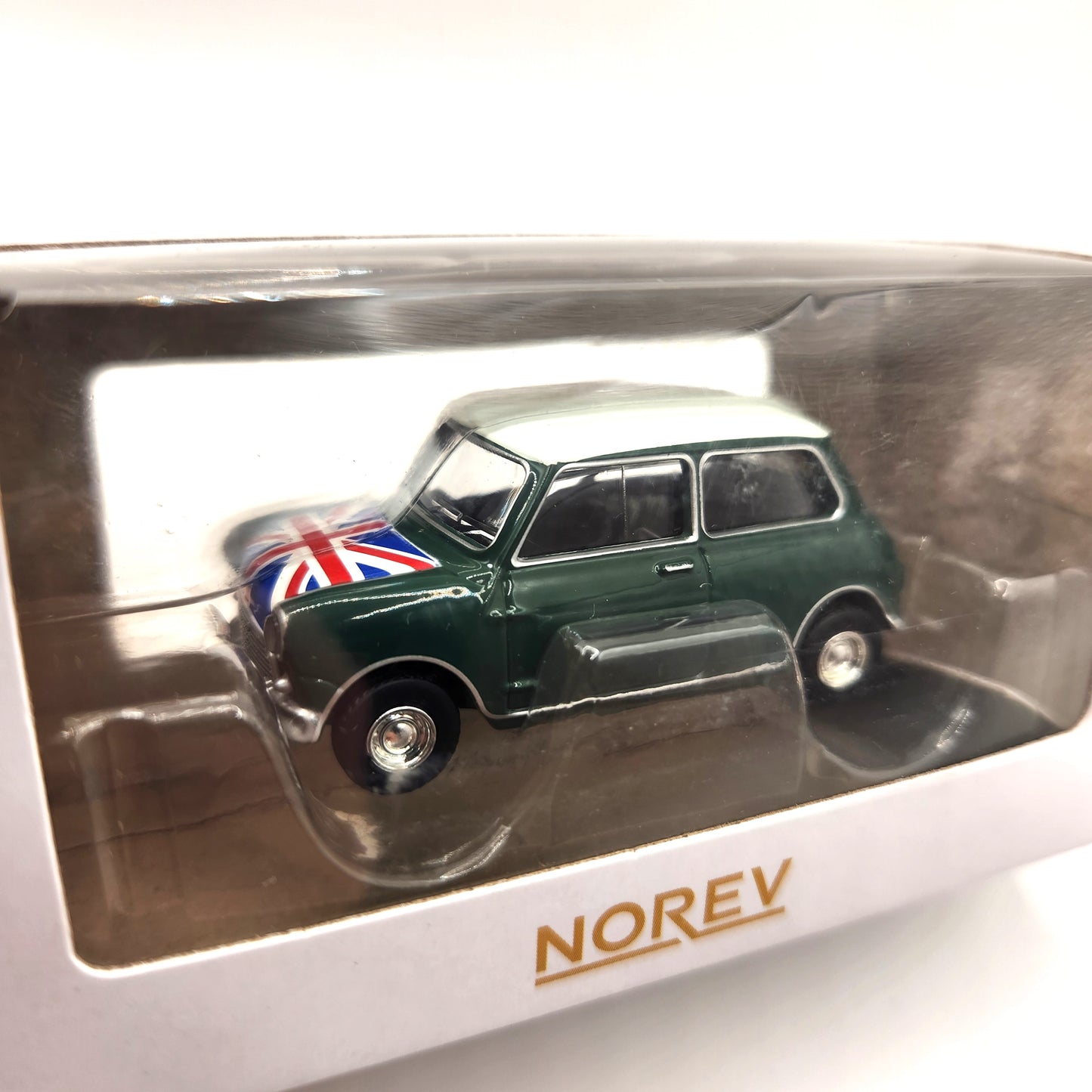 Norev - 1964 Mini Cooper S (UK Flag on Bonnet) Green - 1:54 Scale