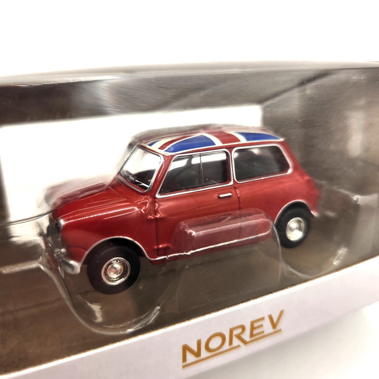 Norev - 1964 Mini Cooper S (Red with UK Flag) - 1:54 Scale