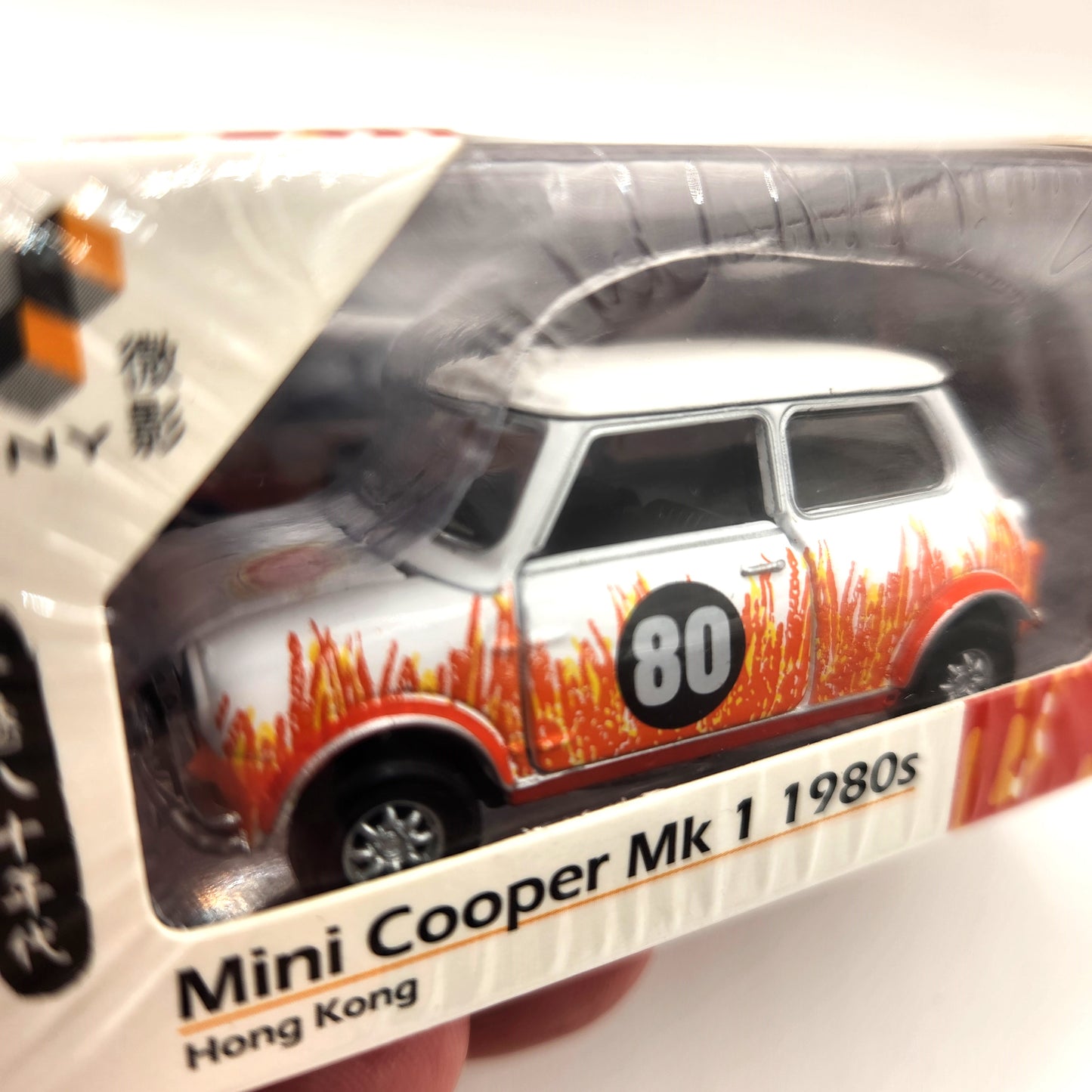 Tiny Models - Mini Cooper 1980's Mk 1 #80 (White / Orange) - 1:50 Scale